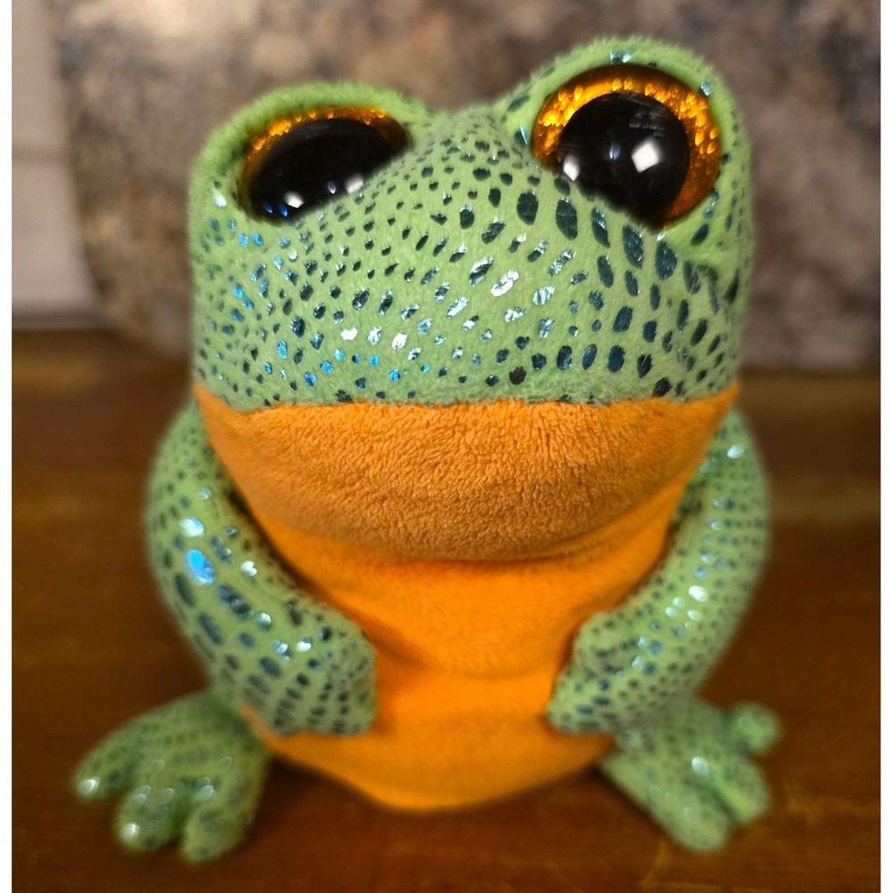 Ty Beanie Boos Speckles the Frog Green Metallic Blue Spotted Plush Toy 6 inch
